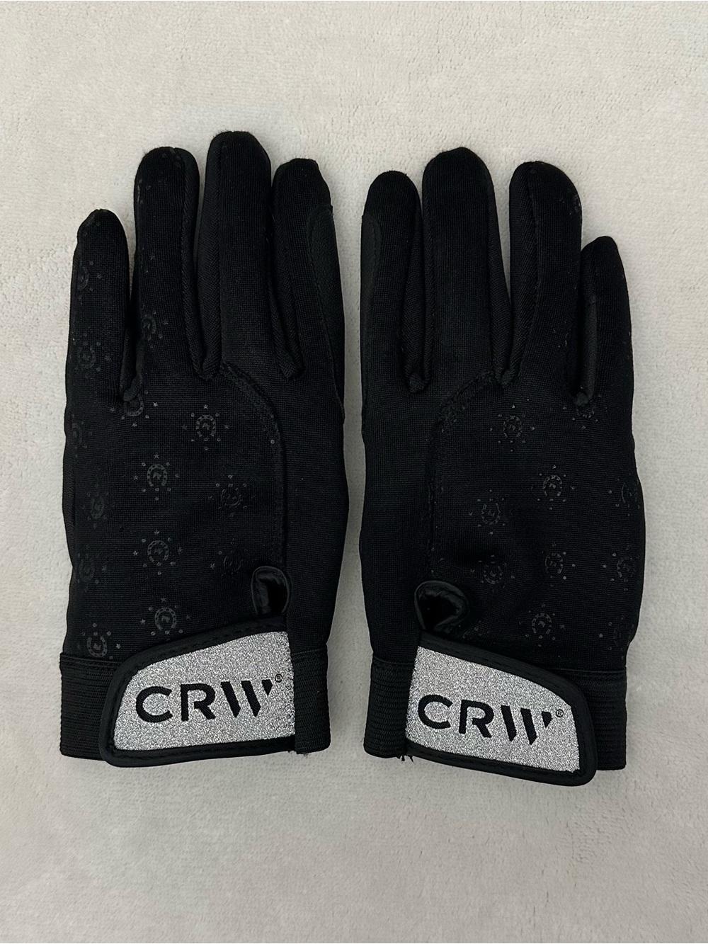 Kids Black Riding Winter Gloves with Grip and Velcro Wrist